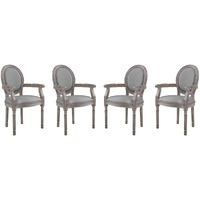 Emanate Dining Armchair Upholstered Fabric Set of 4 - Light Gray