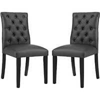 Duchess Dining Chair Vinyl Set of 2 - Black