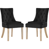 Pose Dining Chair Velvet Set of 2 - Black