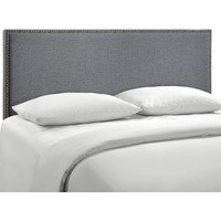 Region Queen Nailhead Upholstered Headboard - Smoke