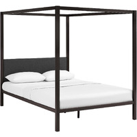 Raina Queen Canopy Bed Frame - Brown Gray