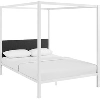 Raina Queen Canopy Bed Frame - White Gray