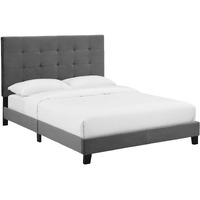 Melanie Queen Tufted Button Upholstered Performance Velvet Platform Bed - Gray