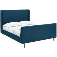 Aubree Queen Upholstered Fabric Sleigh Platform Bed - Azure