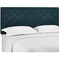 Reese Nailhead Full / Queen Upholstered Linen Fabric Headboard - Azure