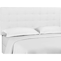 Paisley Tufted Full / Queen Upholstered Linen Fabric Headboard - White