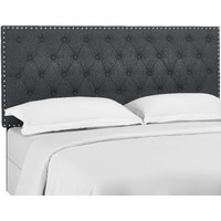 Helena Tufted Full / Queen Upholstered Linen Fabric Headboard - Gray