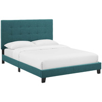 Melanie Twin Tufted Button Upholstered Fabric Platform Bed - Teal