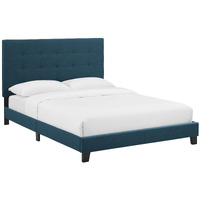 Melanie Queen Tufted Button Upholstered Fabric Platform Bed - Azure