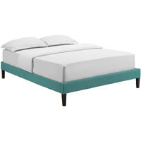 Tessie Full Fabric Bed Frame with Squared Tapered Legs - Teal