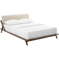 Luella Queen Upholstered Fabric Platform Bed - Walnut Beige