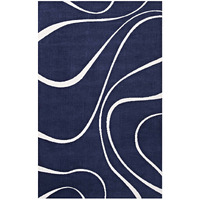 Therese Abstract Swirl 5x8 Area Rug - Navy and Ivory