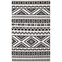 Haku Geometric Moroccan Tribal 8x10 Area Rug - Black and White