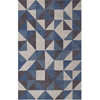 Kahula Geometric Triangle Mosaic 5x8 Area Rug - Blue, White and Gray