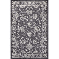 Kazia Distressed Floral Lattice 5x8 Area Rug - Dark Gray and Ivory