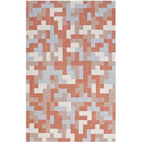 Andela Interlocking Block Mosaic 8x10 Area Rug - Multicolored Coral and Light Blue