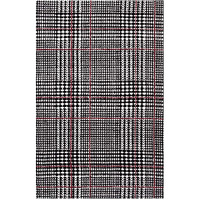 Kaja Abstract Plaid 5x8 Area Rug - Ivory, Black and Red