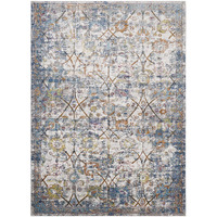 Minu Distressed Floral Lattice 4x6 Area Rug - Light Blue, Yellow and Orange