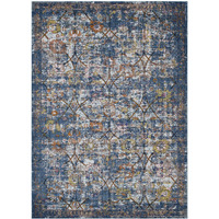 Minu Distressed Floral Lattice 8x10 Area Rug - Blue Gray, Yellow and Orange