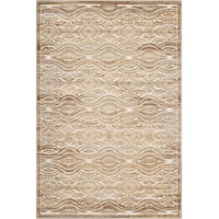 Kennocha Rustic Vintage Abstract Waves 5x8 Area Rug - Tan and Cream