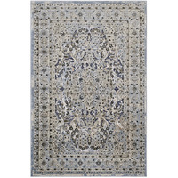 Elqenna Ornate Vintage Floral Turkish 5x8 Area Rug - Blue and Cream
