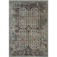 Enye Distressed Vintage Floral Lattice 5x8 Area Rug - Brown and Silver Blue
