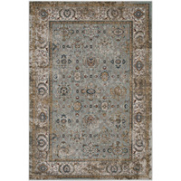 Hisa Distressed Vintage Floral Lattice 5x8 Area Rug - Silver Blue, Beige and Brown