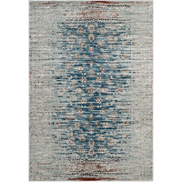 Hesper  Distressed Contemporary Floral Lattice 5x8 Area Rug - Teal, Beige and Brown