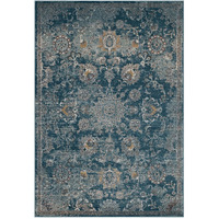 Cynara Distressed Floral PersianMedallion 5x8 Area Rug - Silver Blue, Teal and Beige