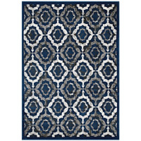 Kalinda Rustic Vintage Moroccan Trellis 5x8 Area Rug - Ivory, Moroccan Blue and Brown
