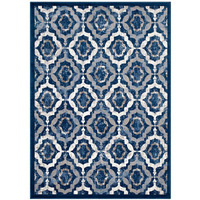 Kalinda Rustic Vintage Moroccan Trellis 5x8 Area Rug - Beige, Moroccan Blue and Ivory