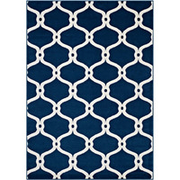 Beltara Chain Link Transitional Trellis 5x8 Area Rug - Moroccan Blue and Ivory