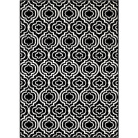 Frame Transitional Moroccan Trellis 8x10 Area Rug - Black and White