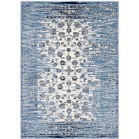 Chiara Distressed Floral Lattice Contemporary 8x10 Area Rug - Moroccan Blue and Ivory