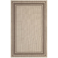 Rim Solid Border 5x8 Indoor and Outdoor Area Rug - Light and Dark Beige