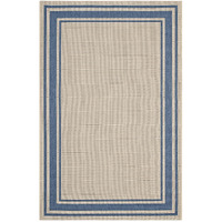 Rim Solid Border 5x8 Indoor and Outdoor Area Rug - Blue and Beige