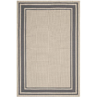 Rim Solid Border 8x10 Indoor and Outdoor Area Rug - Gray and Beige