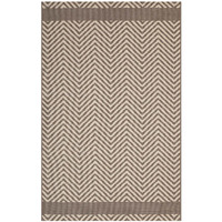 Optica Chevron With End Borders 5x8 Indoor and Outdoor Area Rug - Light and Dark Beige