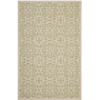 Ariana Vintage Floral Trellis 8x10 Indoor and Outdoor Area Rug - Light Green and Beige