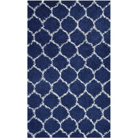 Solvea Moroccan Trellis 5x8 Shag Area Rug - Navy and Ivory