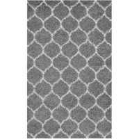 Solvea Moroccan Trellis 5x8 Shag Area Rug - Gray and Ivory