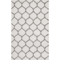 Solvea Moroccan Trellis 5x8 Shag Area Rug - Ivory and Gray