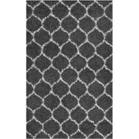 Solvea Moroccan Trellis 5x8 Shag Area Rug - Dark Gray and Ivory