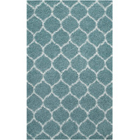 Solvea Moroccan Trellis 5x8 Shag Area Rug - Aqua Blue and Ivory