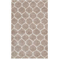 Solvea Moroccan Trellis 5x8 Shag Area Rug - Beige and Ivory