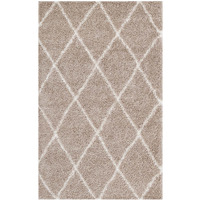 Toryn Diamond Lattice 5x8 Shag Area Rug - Beige and Ivory