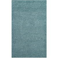 Enyssa Solid 5x8 Shag Area Rug - Aqua Blue and Ivory