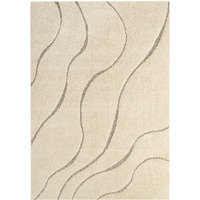 Jubilant Abound Abstract Swirl 5x8 Shag Area Rug - Creame and Beige