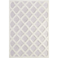 Whimsical Regale Abstract Moroccan Trellis 5x8 Shag Area Rug - Ivory and Light Gray