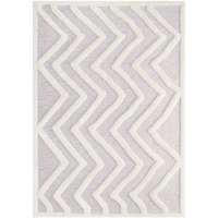 Whimsical Pathway Abstract Chevron 5x8 Shag Area Rug - Ivory and Light Gray